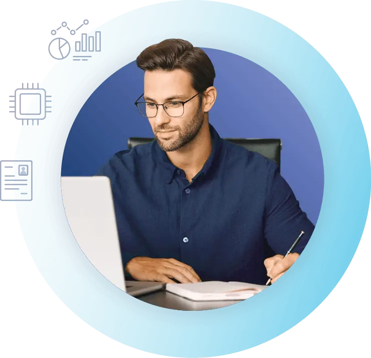 man on computer looking at screen