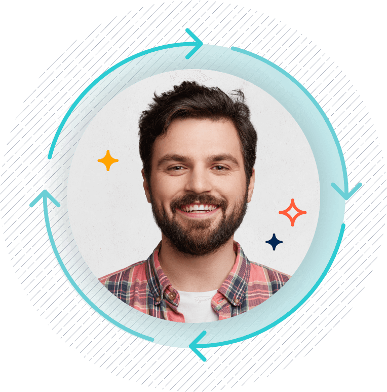 smiling employee because of a better than average turn over rate