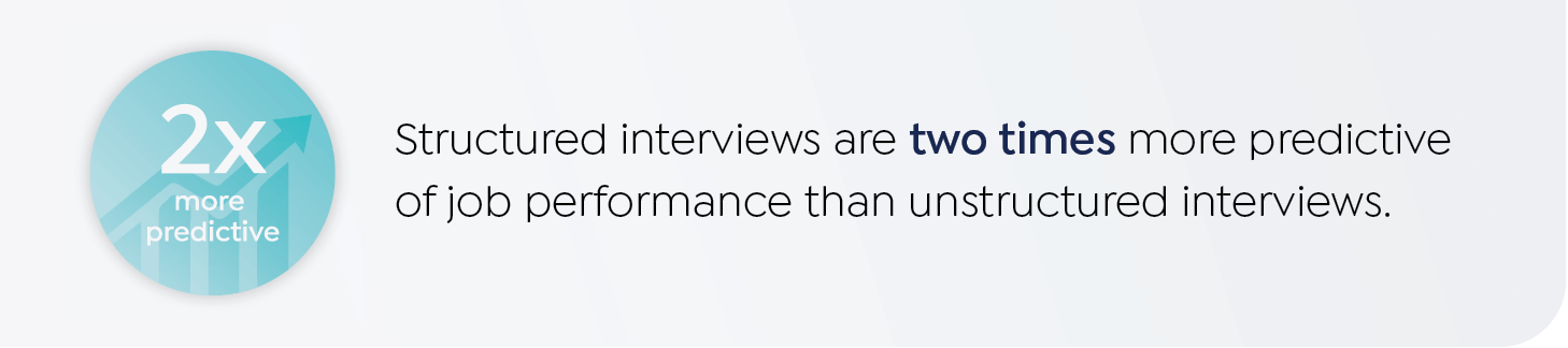 Structured interviews are 2 times more predictive than unstructured interviews