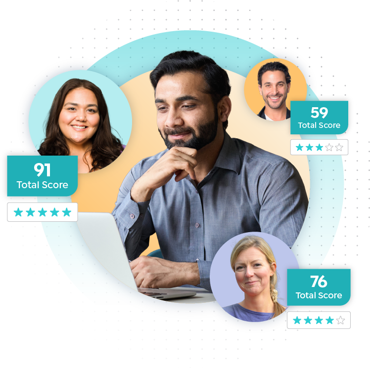 man reviewing interview results