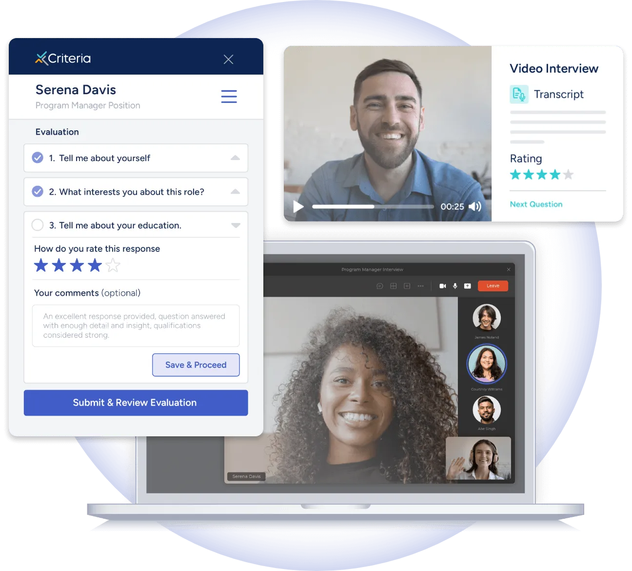 Criteria's interviewing tools for live interviews and video interviews