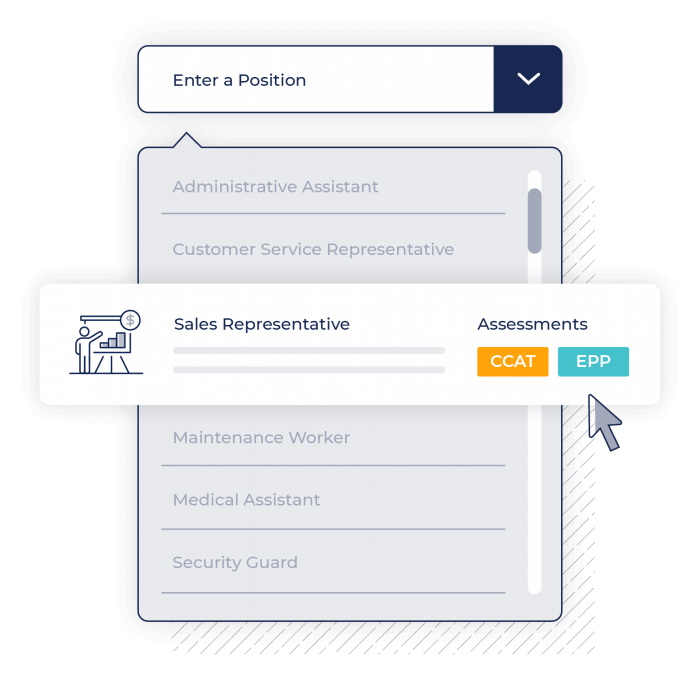 Choose assessments for over 1,100 job types