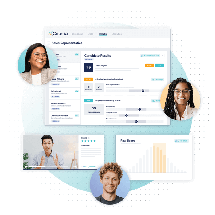 Criteria platform with scores and video interview