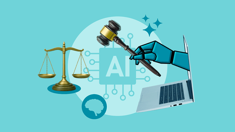Image of a gavel on AI