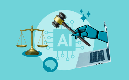 Image of a gavel on AI