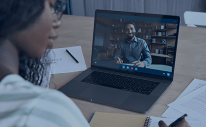 person reviewing video interview