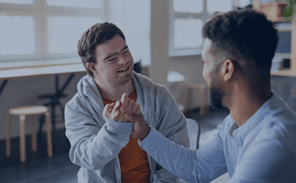 disabled man and disability service provider