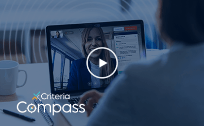 Woman giving real-time video interview