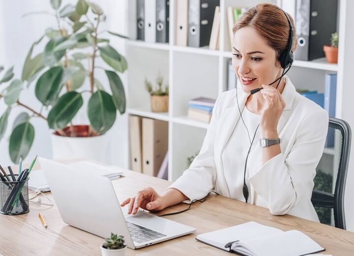 woman with headset