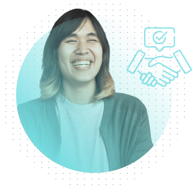 person with hiring success icon