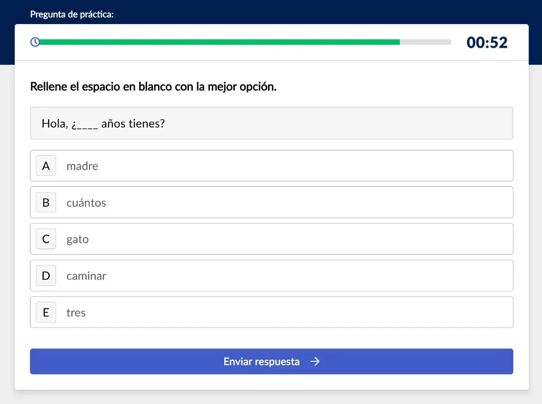 spanish language proficiency test - sample reading item